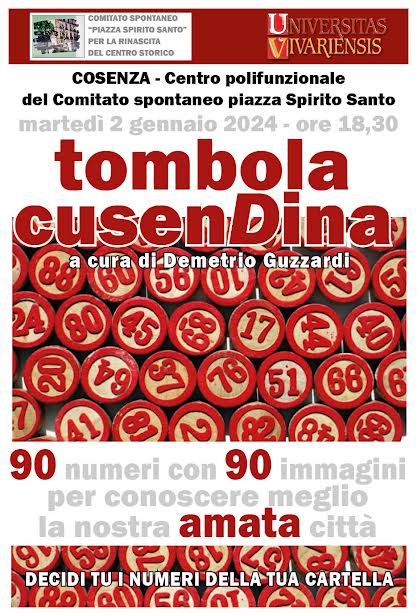 La tombola cusenDina: 90 numeri con 90 immagini per conoscere meglio la  nostra amata città 