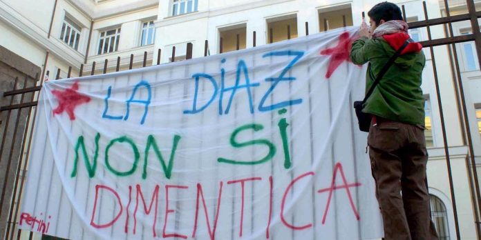 G8:PROCESSO; PICCOLO CORTEO PARTITO DA SCUOLA DIAZ