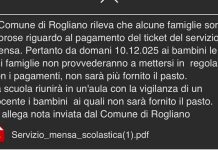 Rogliano, il Comune toglie il “buono pasto” ai bambini che non pagano la quota di… 2,50 euro